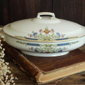Vintage 1920s 1930s Serving Bowl Tureen with Lid, Hutschenreuther Selb China
